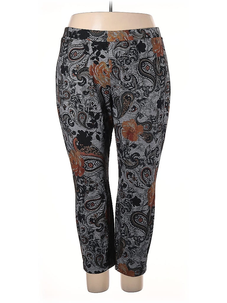 Susan Graver Paisley Gray Yoga Pants Size 2X - photo 1