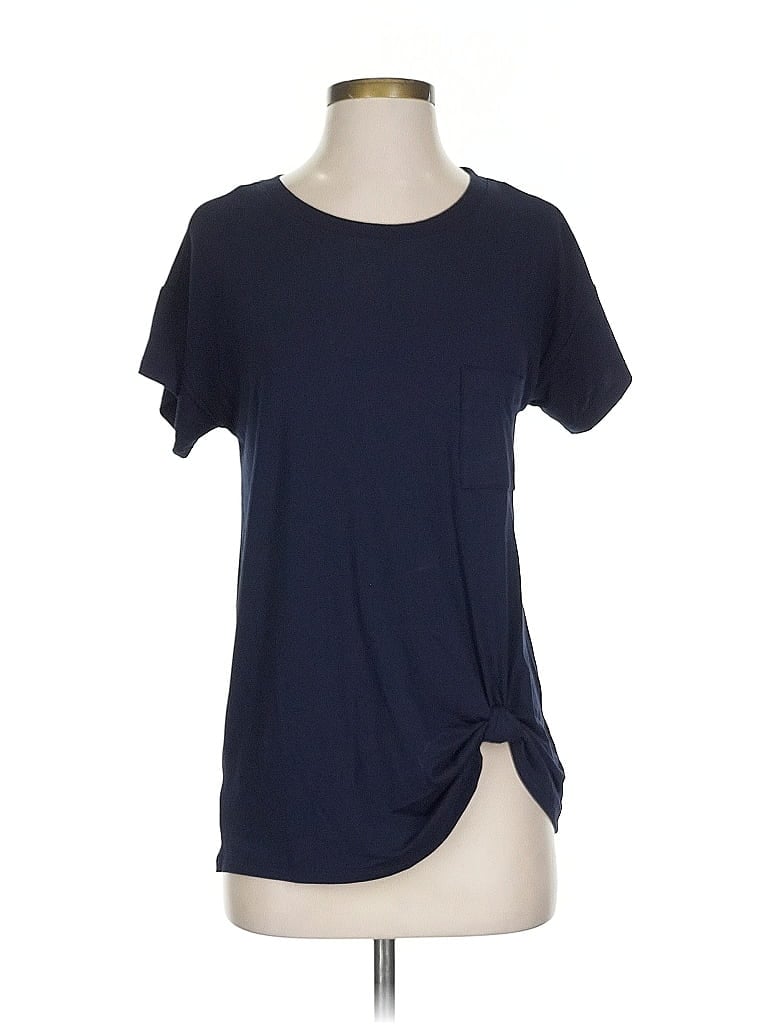 Pre-owned Lou & Grey Short Sleeve Top Blue Keyhole Neckline Tops