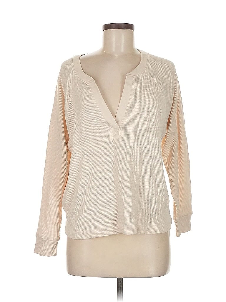 Pre-owned Gap Body Long Sleeve Henley Shirt In White