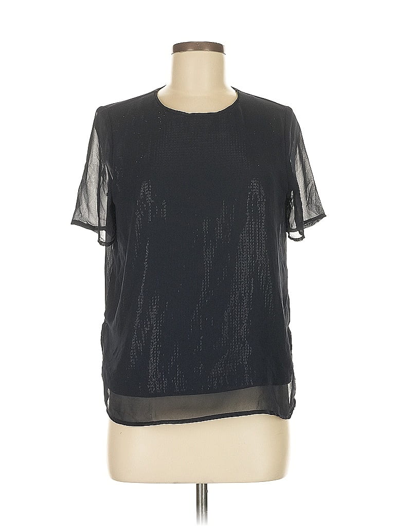 Pre-owned Vince Camuto Short Sleeve Blouse In Black
