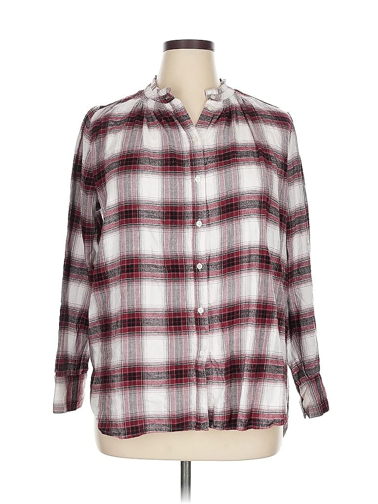 Pre-owned Ann Taylor Loft Long Sleeve Button Down Shirt In Burgundy