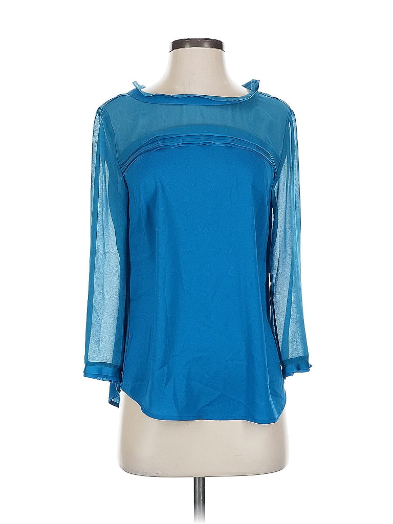 Pre-owned Ann Taylor 3/4 Sleeve Top Blue Cowl Neck Tops