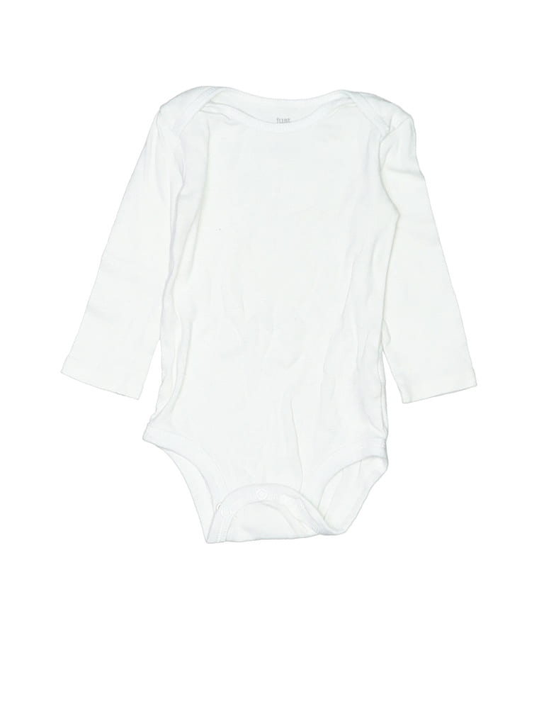 Just One You Made by Carter's 100% Cotton Solid White Long Sleeve Onesie 9-12 MO / 12 MO - photo 1