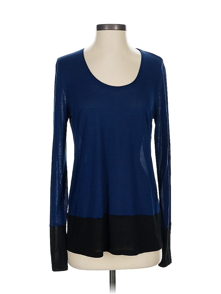 Pre-owned Vince Long Sleeve Top Blue Scoop Neck Tops