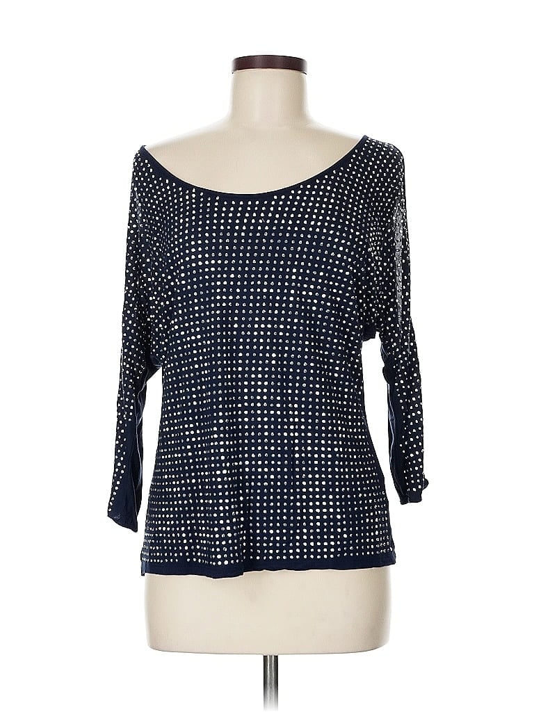 Click to view more detailed imagery on our partner's website Pre-owned Inc International Concepts 3/4 Sleeve Top Blue Square Neckline Tops