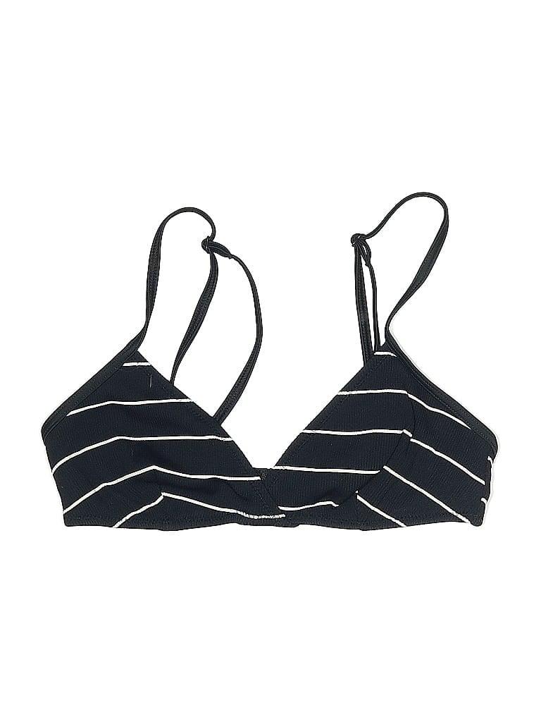 Click to view more detailed imagery on our partner's website Pre-owned Solid & Striped Swimsuit Top Black Stripes Pattern Swimwear