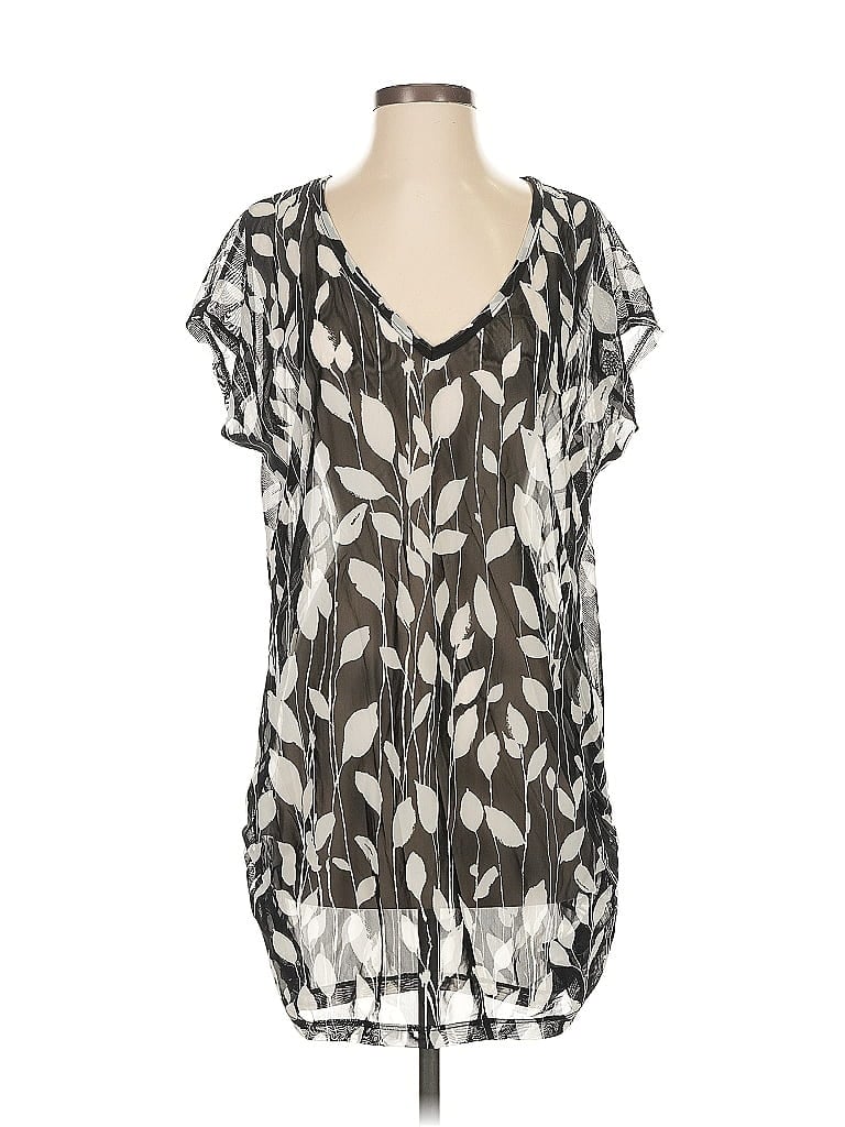 Pre-owned Anne Cole Short Sleeve Blouse In Black