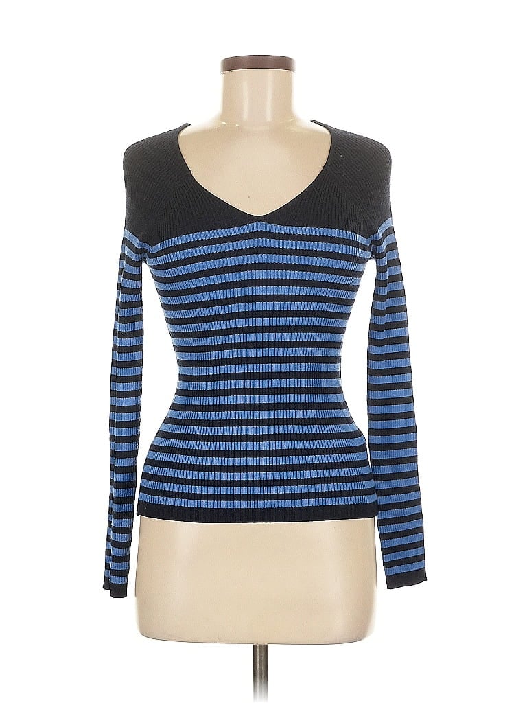 Pre-owned Primark Long Sleeve Top Blue V-neck Tops