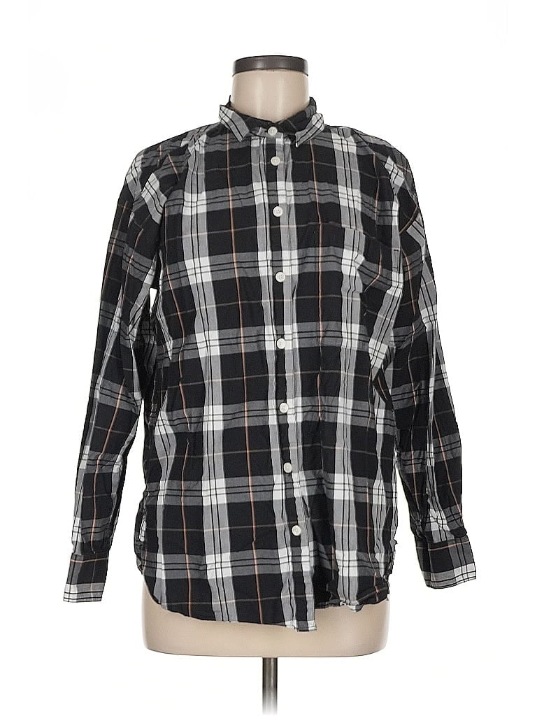 Pre-owned Ann Taylor Loft Long Sleeve Button Down Shirt In Black