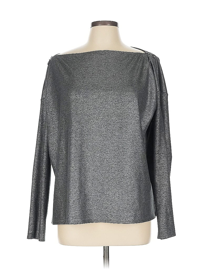 Worth New York Metallic Silver Long Sleeve T-Shirt Size L - photo 1