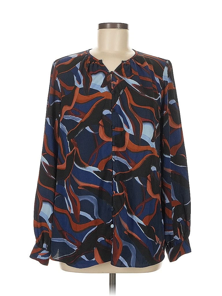 Pre-owned Nine West Long Sleeve Blouse In Blue