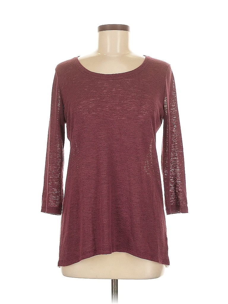 Pre-owned Maison Jules 3/4 Sleeve Top Burgundy Scoop Neck Tops