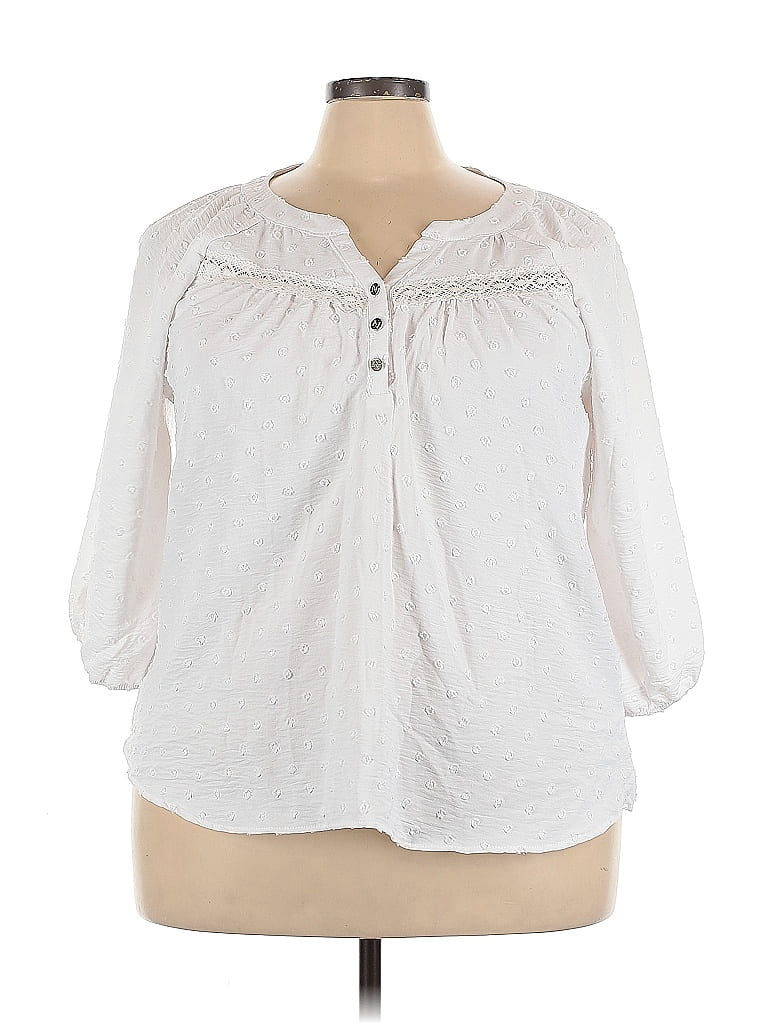 Adrienne Vittadini 3/4 Sleeve Blouse In White
