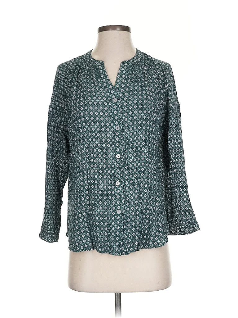 Pre-owned Jjill 3/4 Sleeve Blouse In Blue