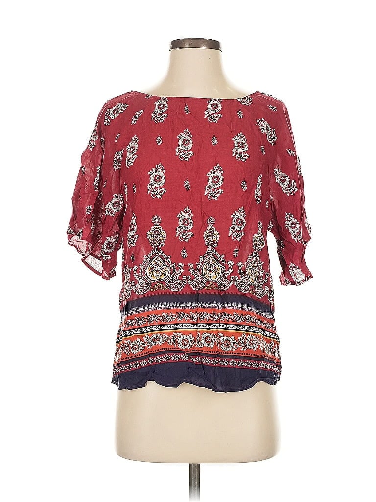 Click to view more detailed imagery on our partner's website Pre-owned Beachlunchlounge Short Sleeve Blouse In Burgundy