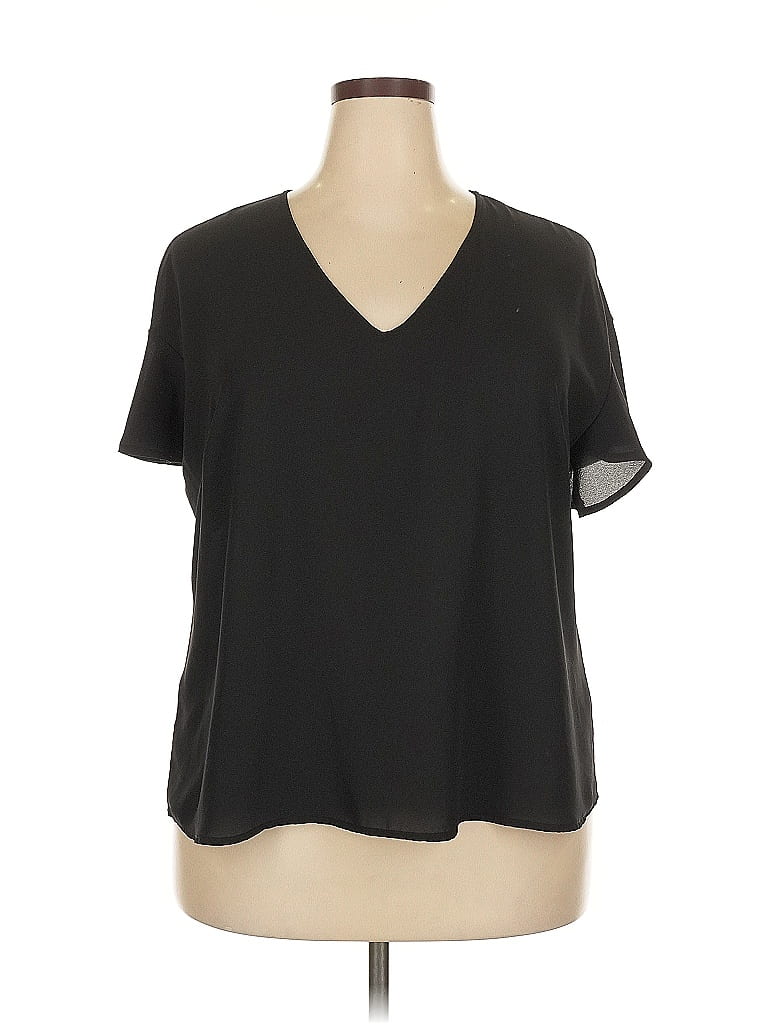 Pre-owned Lush Short Sleeve Blouse In Black