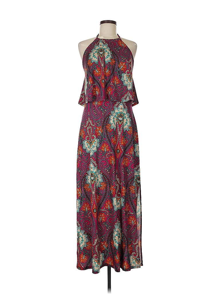 Veronica M. Paisley Burgundy Casual Dress Size M - photo 1