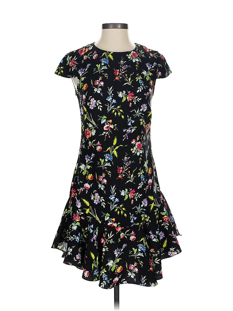 Likely 100% Polyester Floral Black Casual Dress Size 4 - photo 1