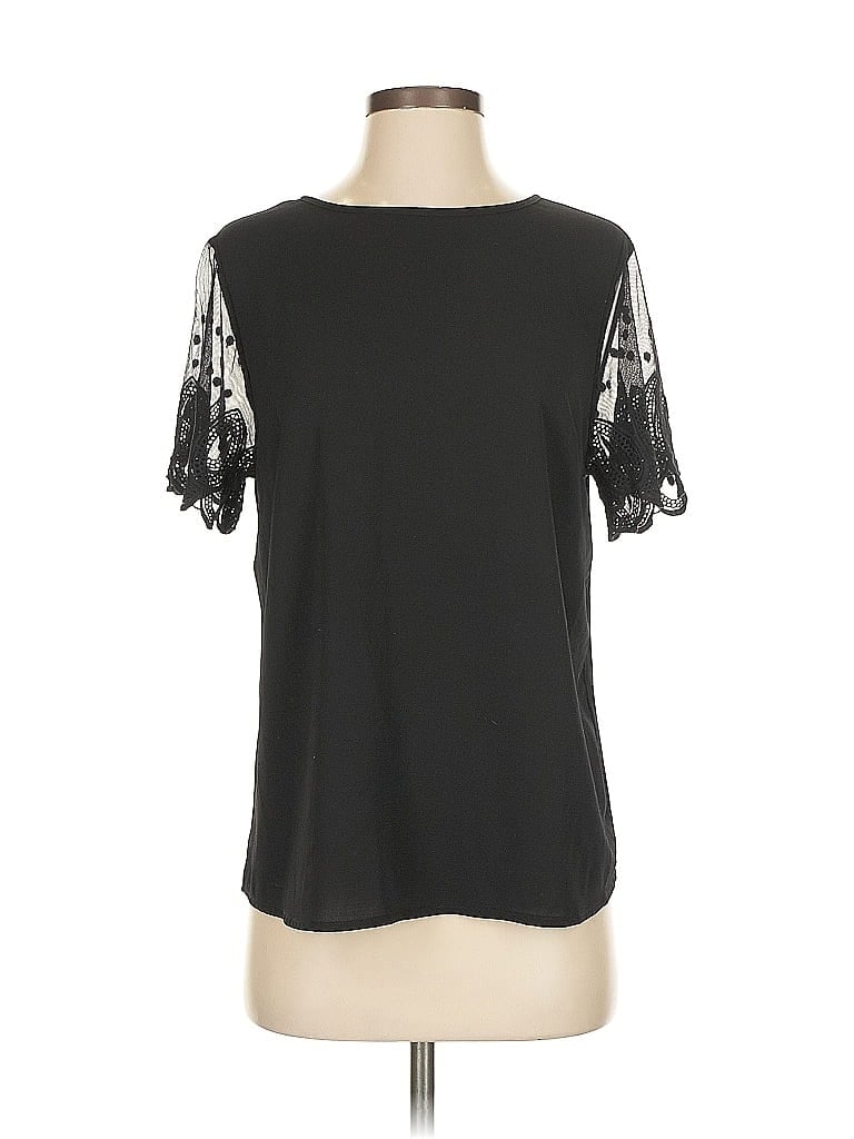 Click to view more detailed imagery on our partner's website Pre-owned Papermoon Short Sleeve Top Black Keyhole Neckline Tops