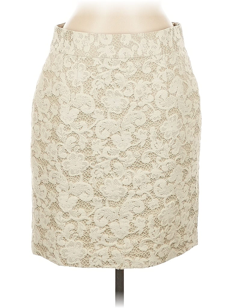 Jupe Crayon Droite Banana Republic En Dentelle Florale Ivoire - Taille 2P - Occasion TB