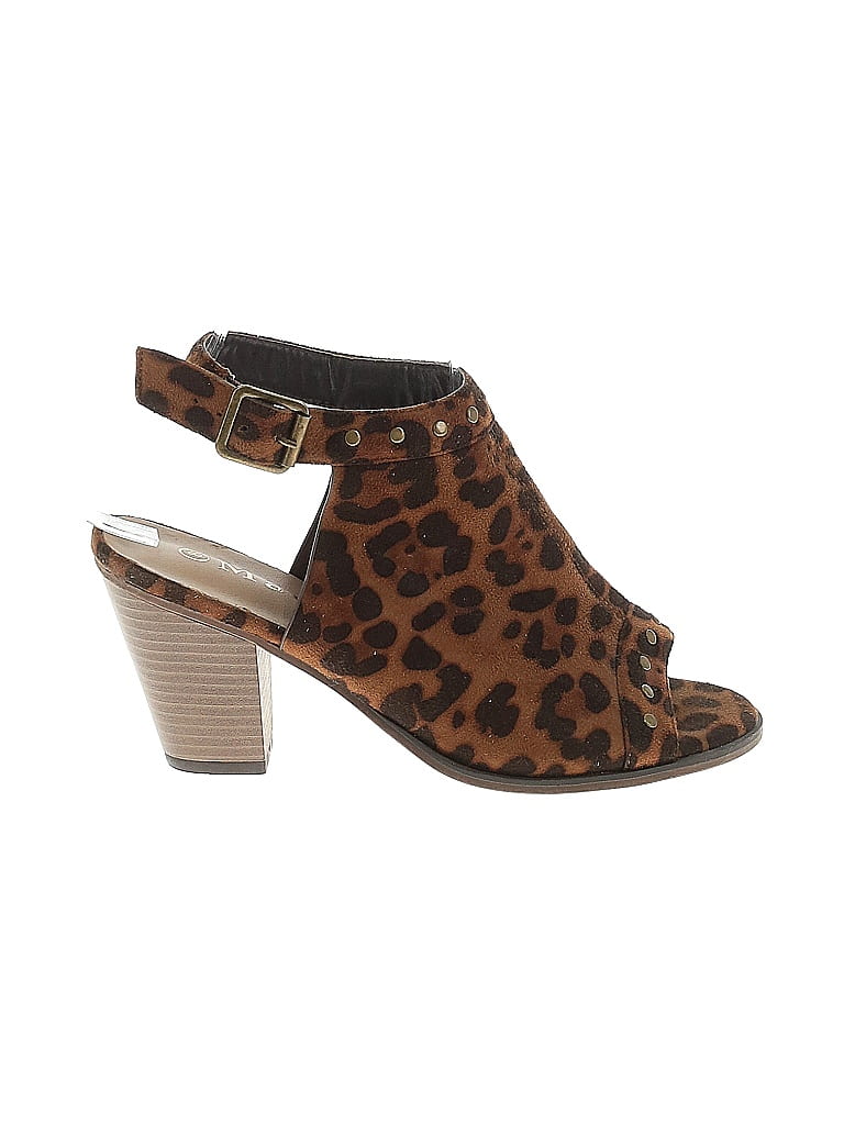 Mata Animal Print Brown Heels Size 8 - photo 1