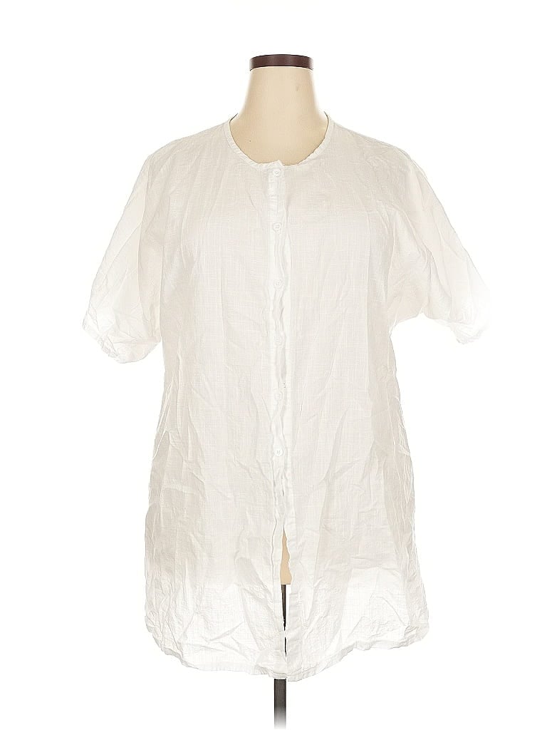Pre-owned Unbranded Short Sleeve Blouse In White