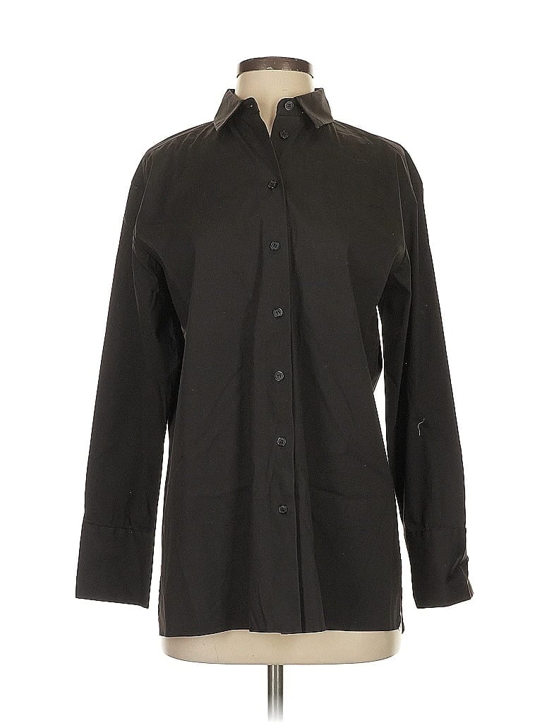 Pre-owned Lafayette 148 Long Sleeve Button Down Shirt In Black