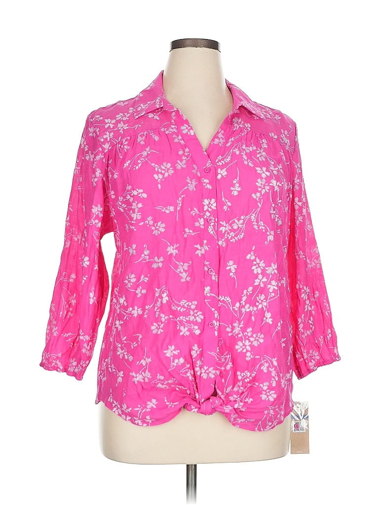Hope & Harlow 3/4 Sleeve Blouse In Pink