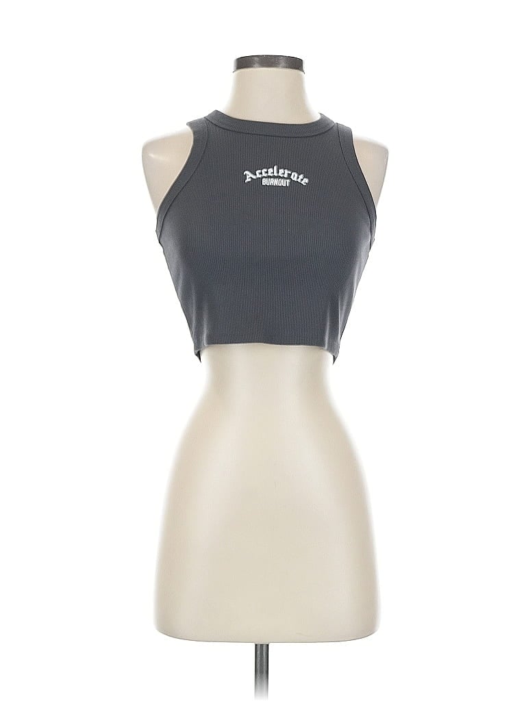 Pre-owned Urban Revivo Tank Top Gray Halter Neckline Tops