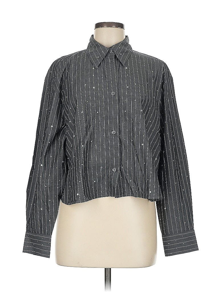 Pre-owned H&m Long Sleeve Button Down Shirt In Gray