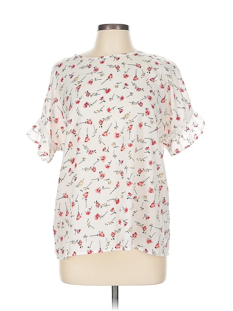 Pre-owned Unbranded Short Sleeve Blouse In White