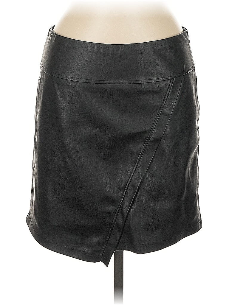 Pre-owned David Lerner Faux Leather Skirt In Black
