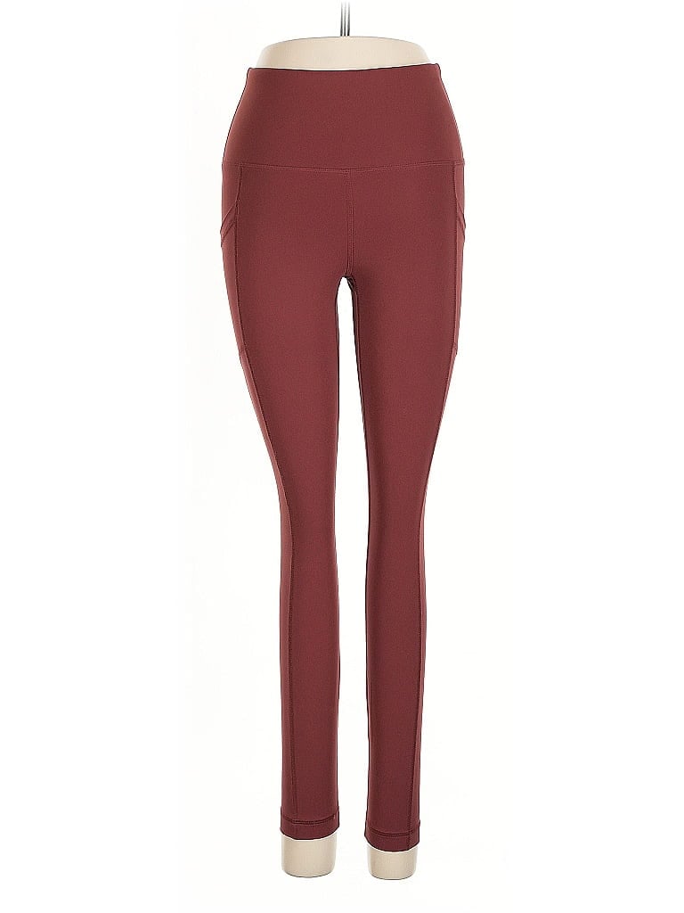 Pre-owned Yogalicious Active Pants In Burgundy