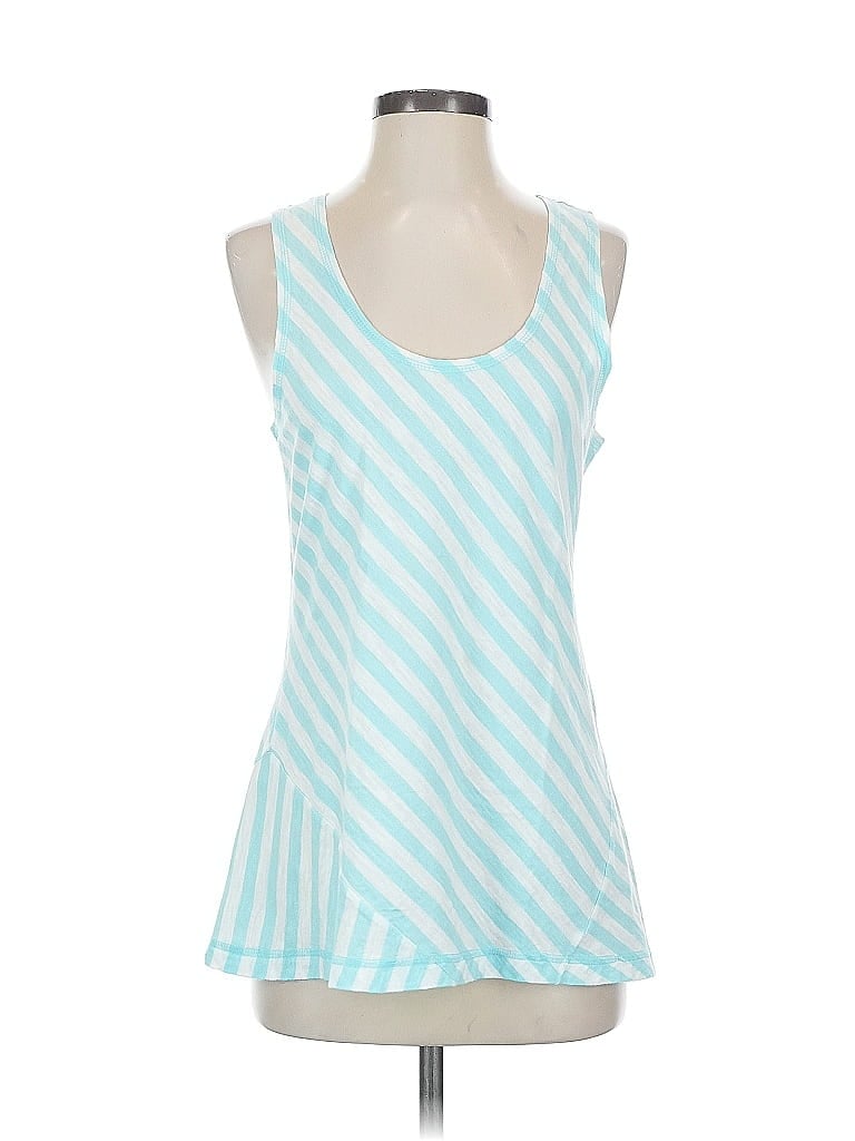 Pre-owned Garnet Hill Tank Top Blue Square Neckline Tops