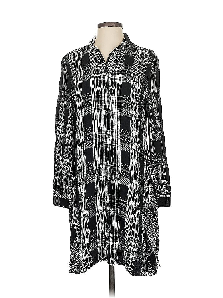 Lou & Grey for LOFT 100% Viscose Plaid Gray Casual Dress Size S - photo 1