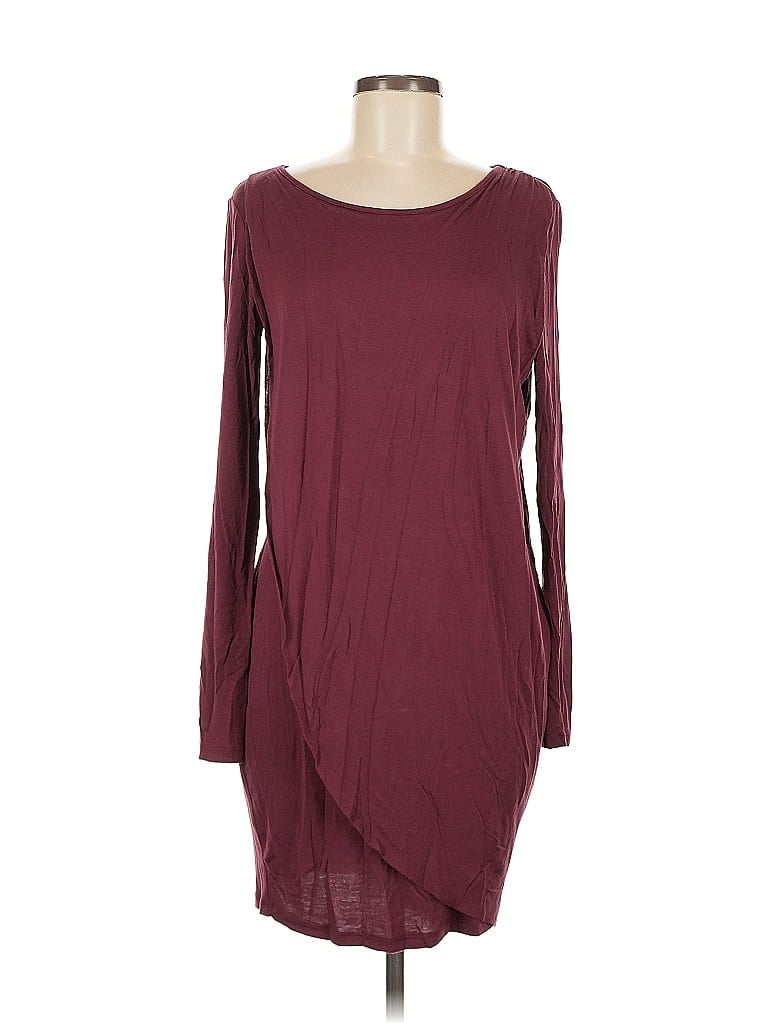 Pre-owned Bar Iii Long Sleeve T-shirt In Burgundy