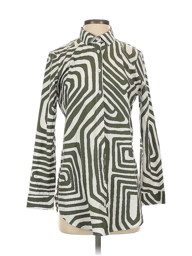 Pre-owned Chico's Long Sleeve Blouse In Green