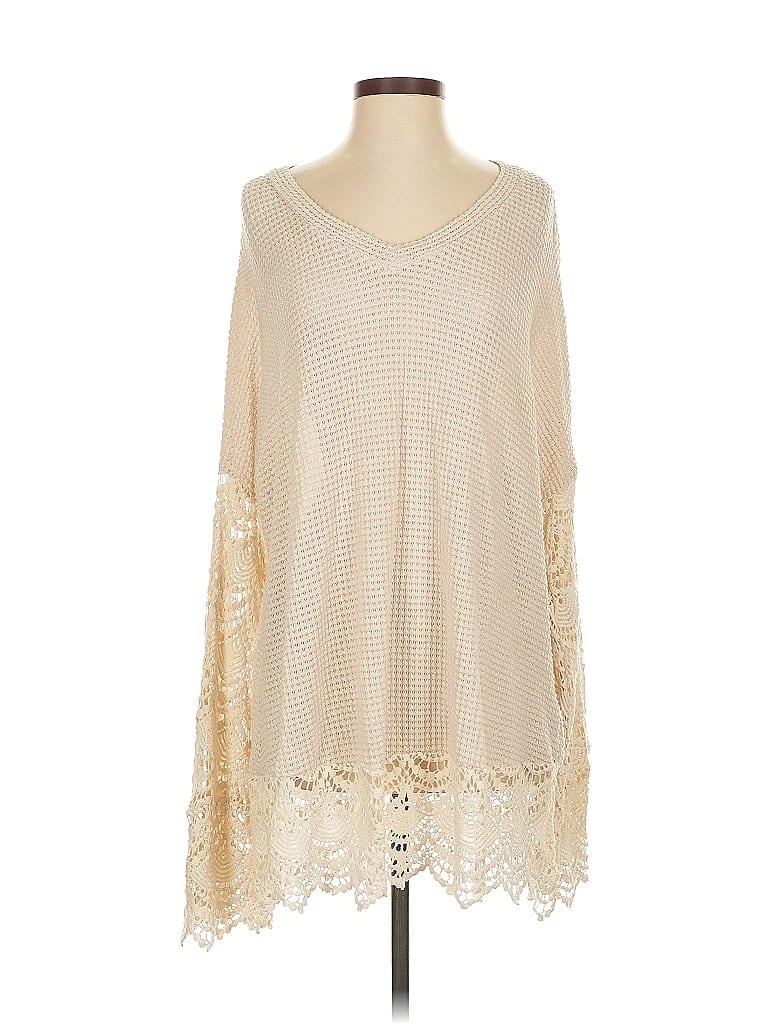 Pre-owned Andthewhy Long Sleeve Top Tan V Neck Tops In Brown