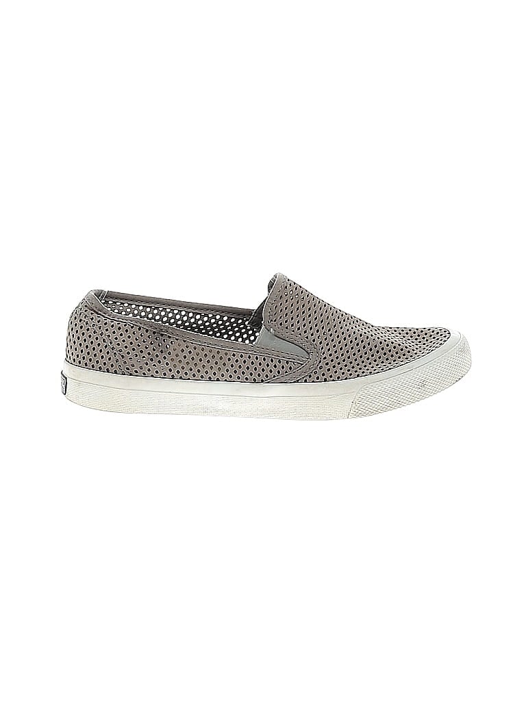 Pre-owned Sperry Top-sider® Flats Gray Houndstooth Pattern Shoes