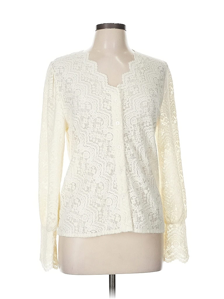 Pre-owned Assorted Brands Long Sleeve Blouse In White