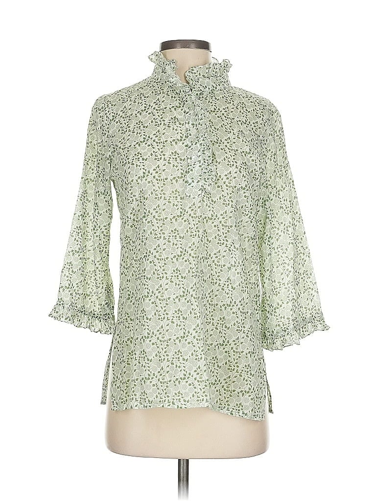 Pre-owned Rungolee 3/4 Sleeve Blouse In Green