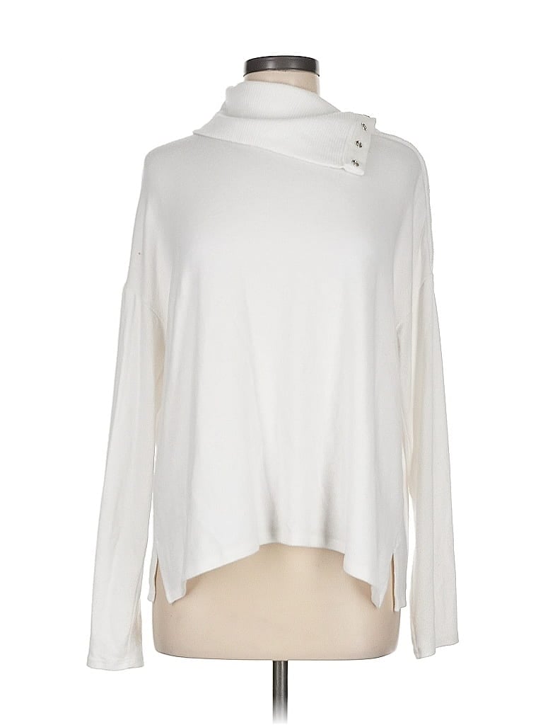 Pre-owned Michael Stars Turtleneck Sweater In White