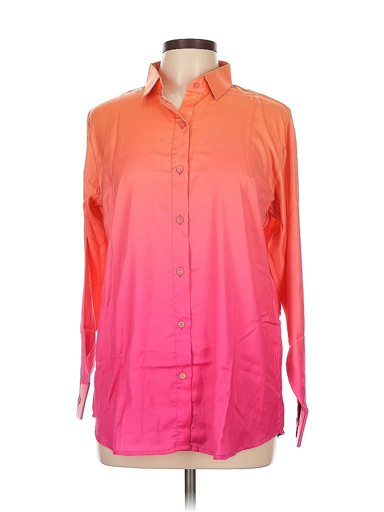Pre-owned Unbranded 3/4 Sleeve Button Down Shirt In Pink
