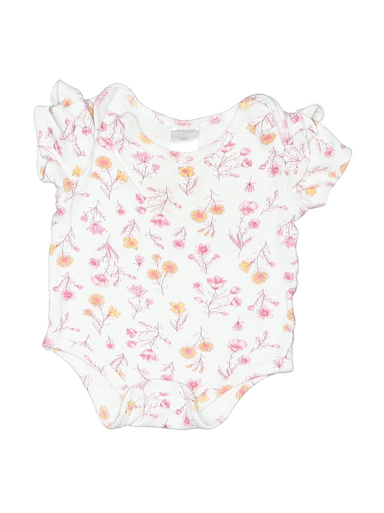 Pre-owned Little Beginnings Babies' Short Sleeve Onesie In White