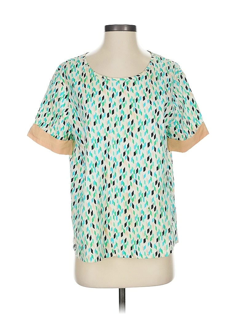 Pre-owned Ella Moss Short Sleeve Blouse In Green