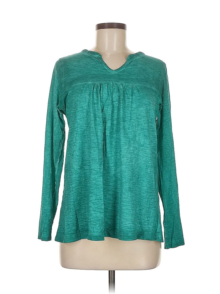 Pre-owned Caribbean Joe Long Sleeve Blouse In Blue