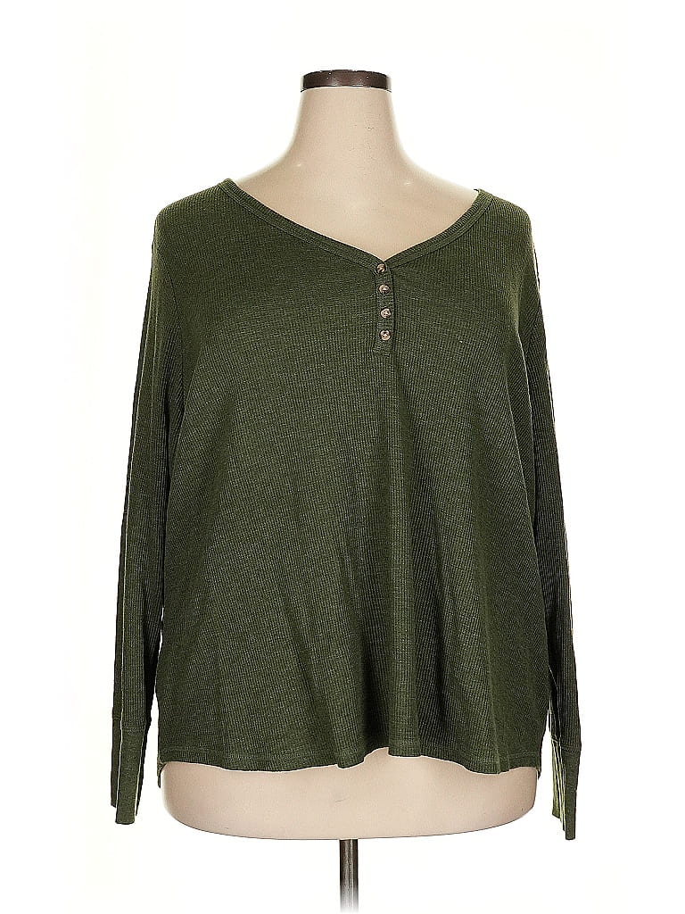Terra & Sky Green Long Sleeve Henley Size 3X - photo 1