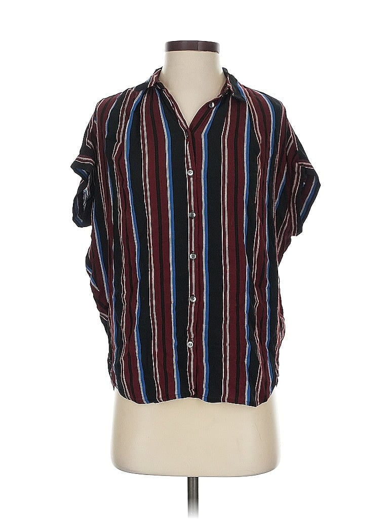 Pre-owned Madewell Short Sleeve Blouse In Green