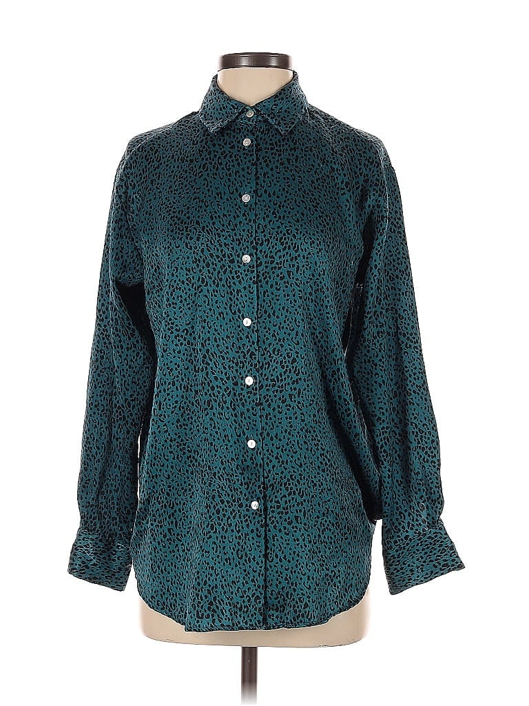 Pre-owned Zara Long Sleeve Blouse In Blue