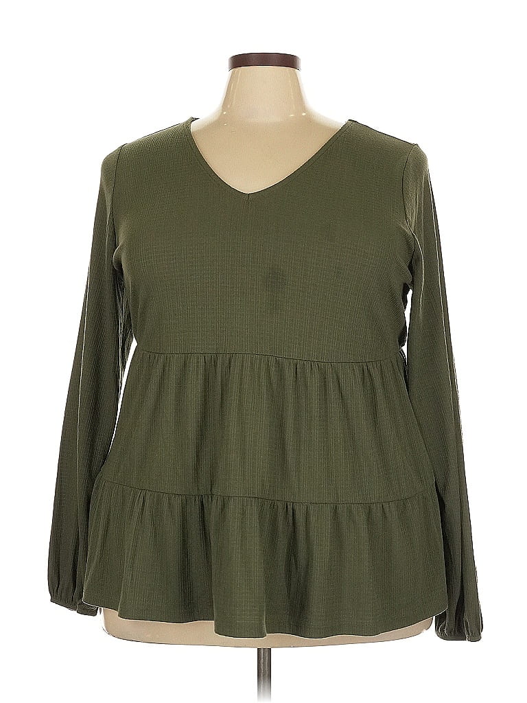 TORRID Pre-owned Long Sleeve Blouse In Green